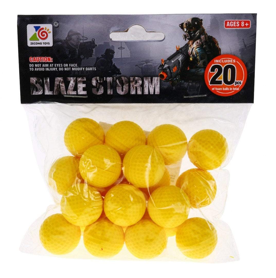 Zestaw 20 miękkich żółtych kulek z pianki Blaze Storm dla dzieci 8+ do pistoletu, bezpieczne i lekkie kuleczki do zabawy