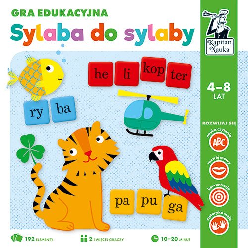 Sylaba do sylaby edukacyjna gra dla dzieci nauka czytania sylab układanka obrazkowa
