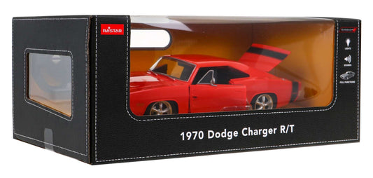 RASTAR 1:16 scale red Dodge Charger RT remote control car model with opening doors and hood in black display box