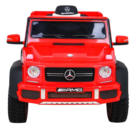 Czerwony dziecięcy samochód na akumulator Mercedes G63 AMG z LED i pilotem zdalnego sterowania