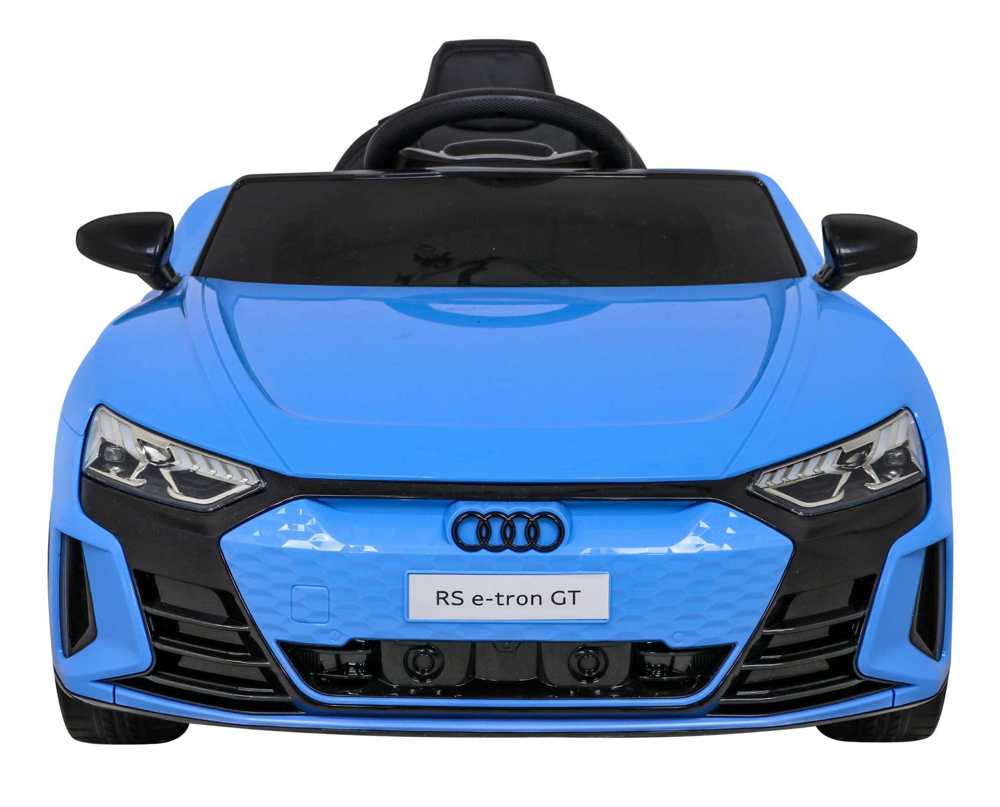 Niebieski Audi RS E-Tron GT na akumulator dla dzieci z napędem 4x4 i realistycznym designem.