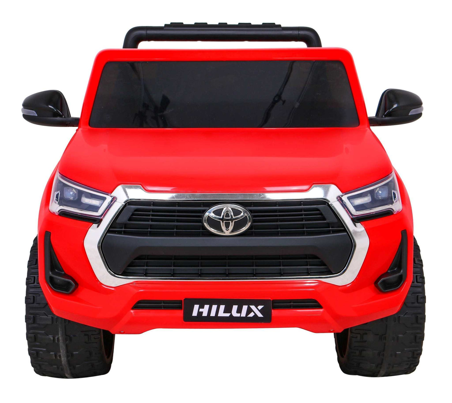 Czerwony dziecięcy Toyota Hilux na akumulator z napędem 4x4 i pilotem zdalnego sterowania