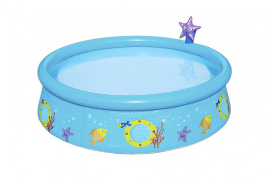Bestway Basenik Rozporowy children’s inflatable pool with starfish shower and fish design, 152x38 cm, durable PVC material