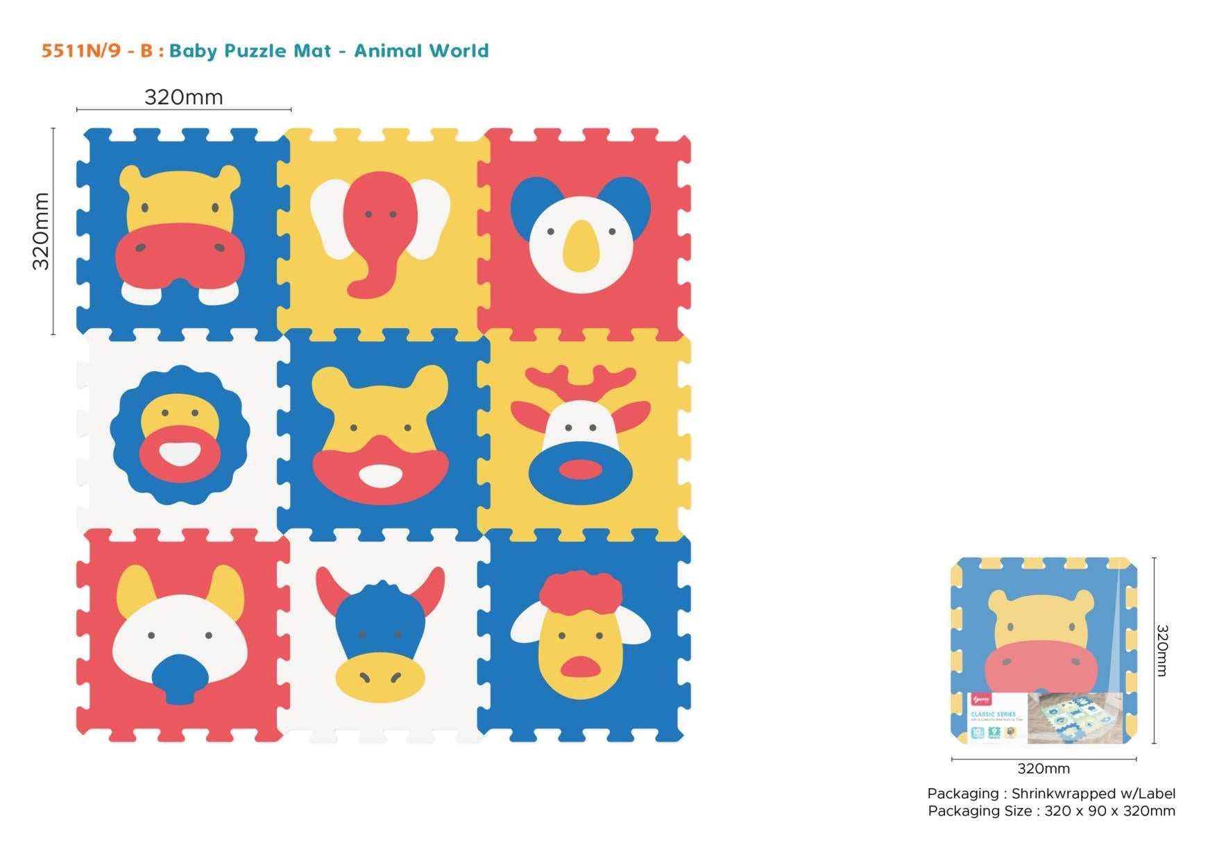 Mata puzzle zwierzątka dziecięca 9 elementów z pianki EVA 3D edukacyjna mata do zabawy i nauki