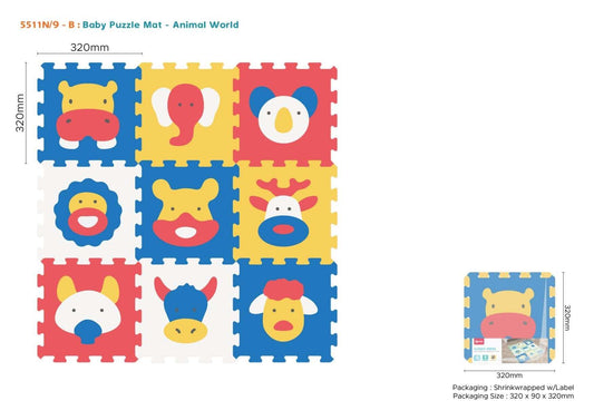 Mata puzzle zwierzątka dziecięca 9 elementów z pianki EVA 3D edukacyjna mata do zabawy i nauki