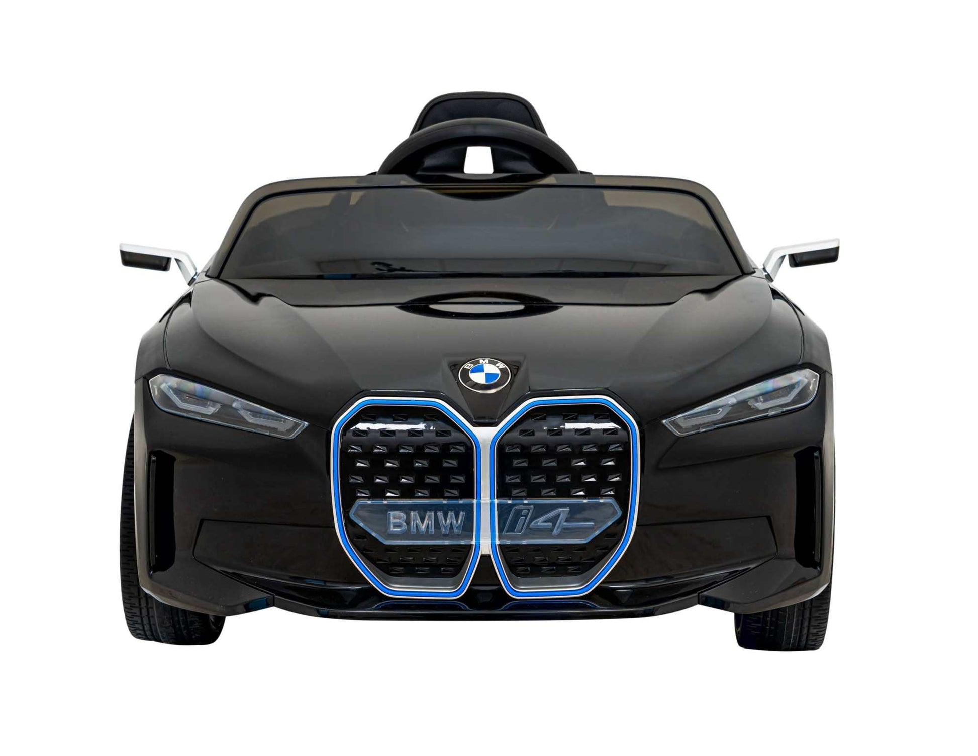 Czarne autko BMW i4 dla dzieci na akumulator z LED-ami i pilotem do zdalnego sterowania
