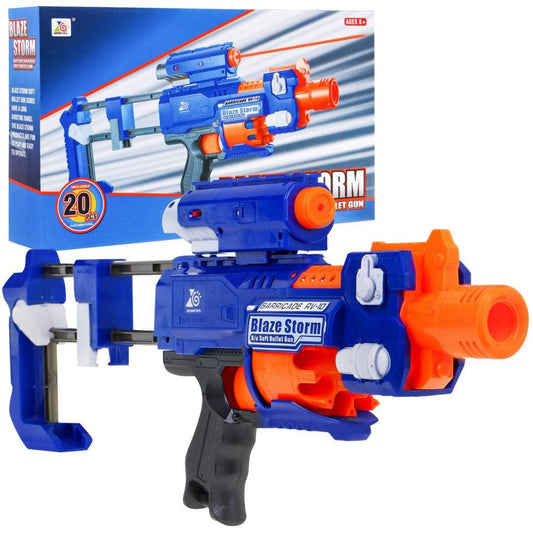 Blaze Storm Karabin zabawka dla dzieci 8+, niebieski pistolet na piankowe pociski z laserem i 20 sztukami amunicji
