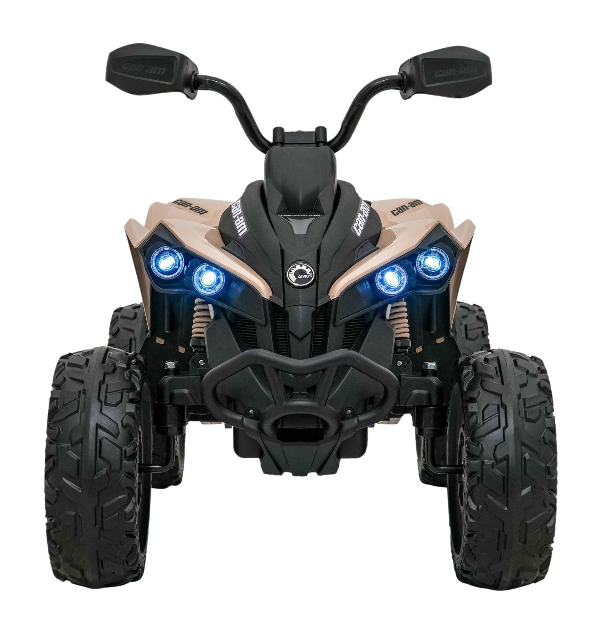 Quad Maverick ATV Khaki electric kids quad with LED lights, Bluetooth, MP3, and durable off-road design