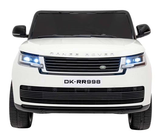 White Range Rover SUV Lift electric kids' ride-on car with LED headlights and detailed front grille