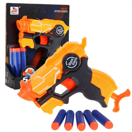 Blaze Storm Pistolet pomarańczowy blaster piankowy dla dzieci z miękkimi pociskami i mechanicznym napędem