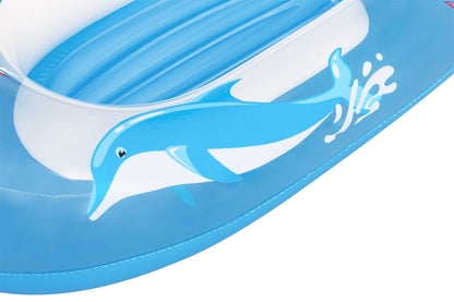 Bestway Ponton Delfinek dziecięcy ponton dmuchany 102x69 cm z niebieskim delfinem i przezroczystym okienkiem
