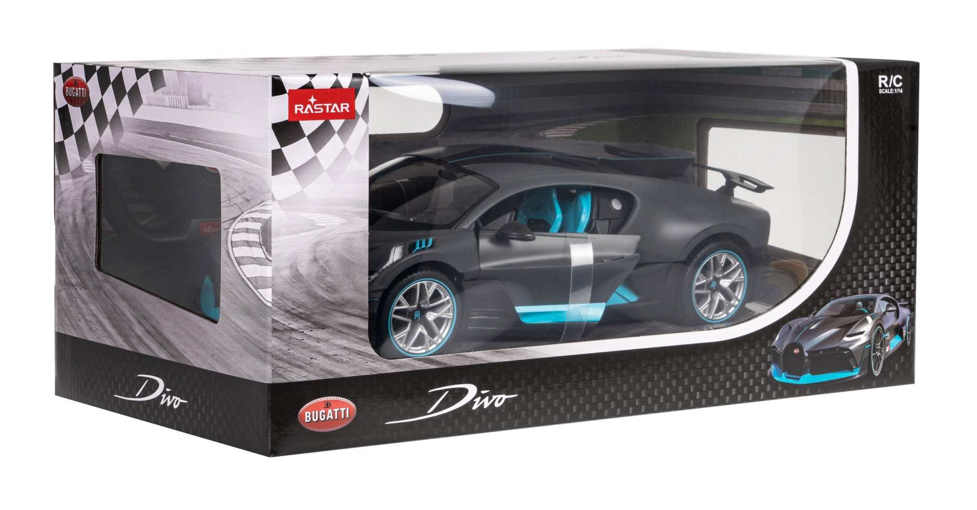 Bugatti Divo zdalnie sterowany model auta 1:14 w czarno-niebieskim opakowaniu RASTAR