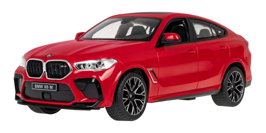 Czerwony zdalnie sterowany model BMW X6 M w skali 1:14 z detalami i pilotem 2,4 GHz
