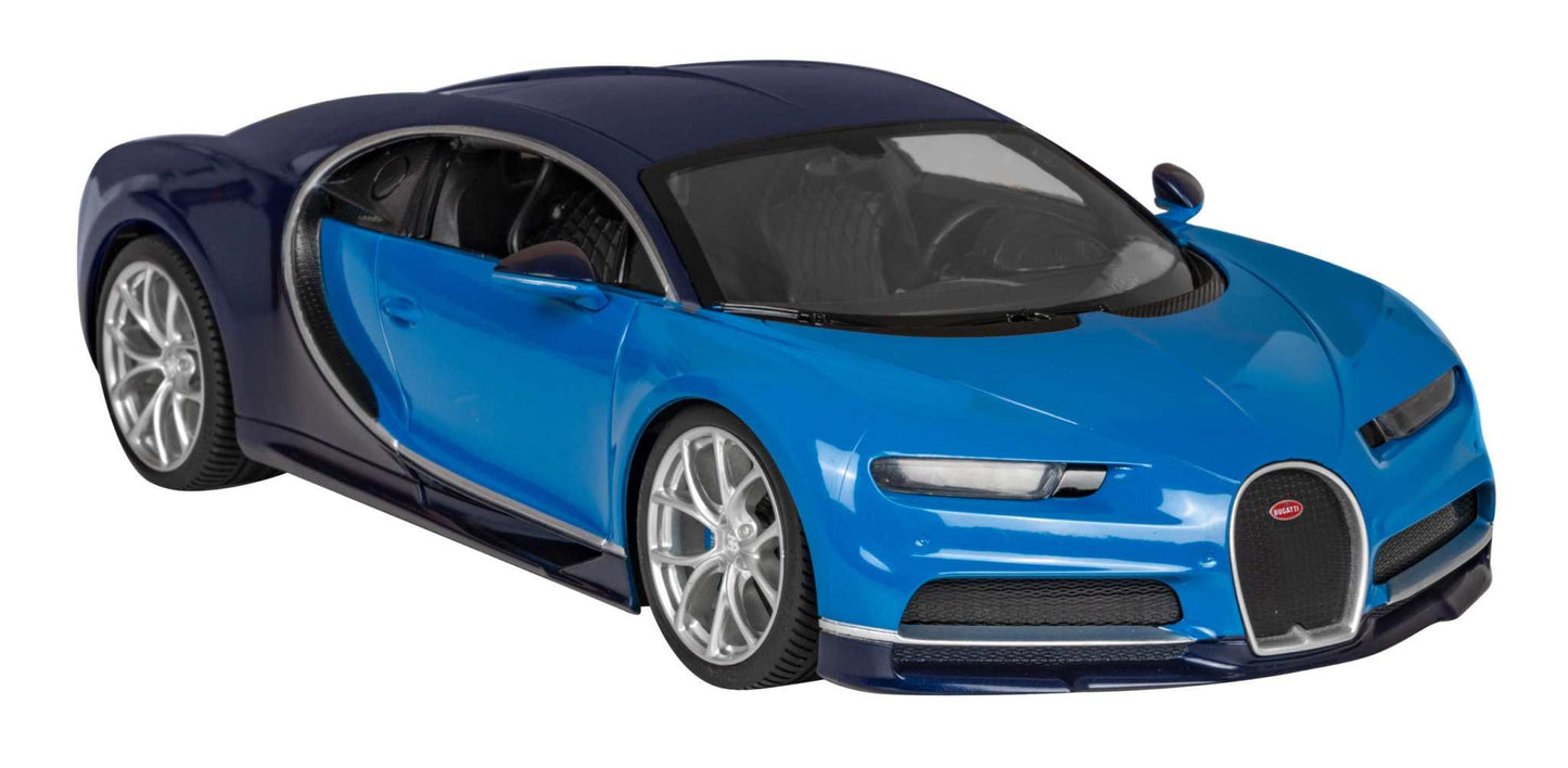 Bugatti Chiron zdalnie sterowany model RC 1:14 z LED i pilotem 2,4 GHz, niebiesko-czarny