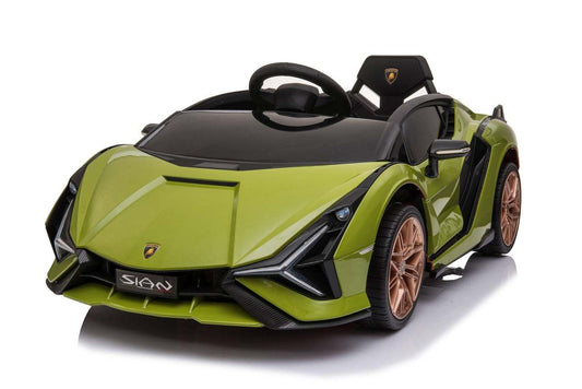 Zielony samochód na akumulator Lamborghini SIAN dla dzieci z pilotem i piankowymi kołami EVA
