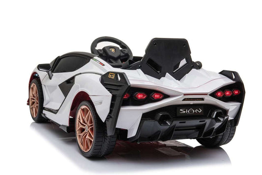 biały Lamborghini SIAN na akumulator dla dzieci z LED i pilotem zdalnego sterowania