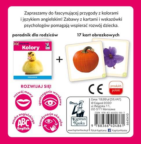 Zestaw Angielski Kolory dla Dzieci 2 lata nauka kolorów z kartami obrazkowymi i poradnikiem dla rodziców