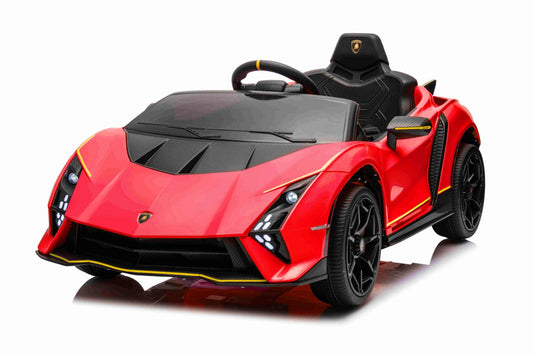 Red Lamborghini Invencible electric kids car with LED lights and remote control