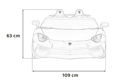 Lamborghini Aventador SV electric ride-on car for two kids with realistic design and dimensions 109x63 cm