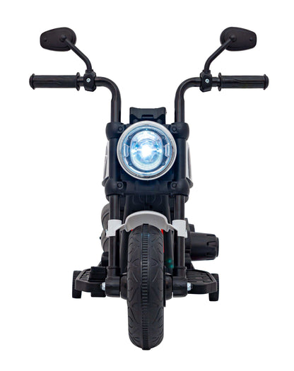 Biały Motorek Chopper FASTER dla dzieci z LED światłem i radiem FM na akumulator