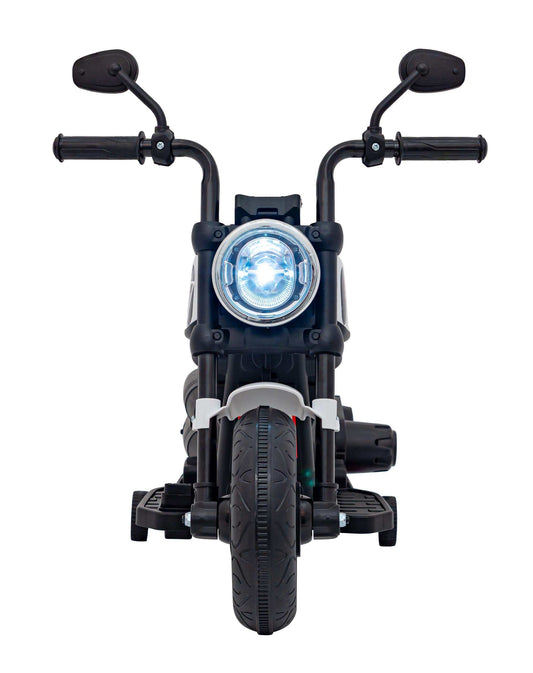 Biały Motorek Chopper FASTER dla dzieci z LED światłem i radiem FM na akumulator