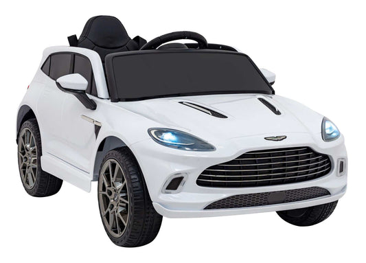 Aston Martin DBX electric ride-on car for kids white with LED lights and remote control