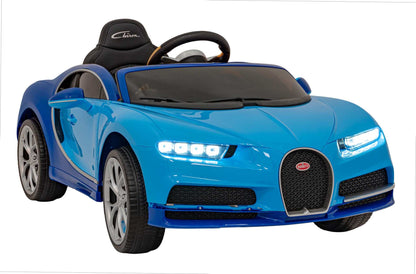 Niebieski Bugatti Chiron na akumulator dla dzieci z pilotem i LED-owymi światłami