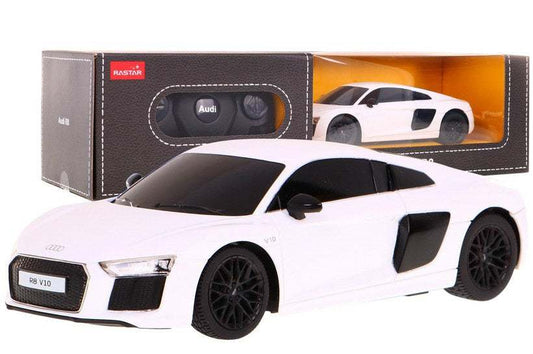 Biały zdalnie sterowany model Audi R8 1:24 RASTAR z pilotem 2,4 GHz