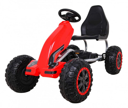 Duży Gokart Strong na pedały dla dzieci czerwony z kołami EVA i sportowym fotelem