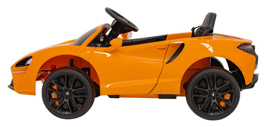 McLaren Artura na akumulator dla dzieci 4x4 z pilotem i LED, pomarańczowy samochód zabawka na EVA kołach