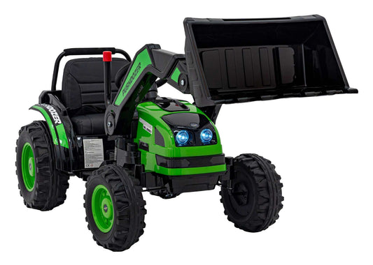 Koparka Traktor Zielony z pilotem i ruchomą łyżką dla dzieci, elektryczna zabawka na akumulator.