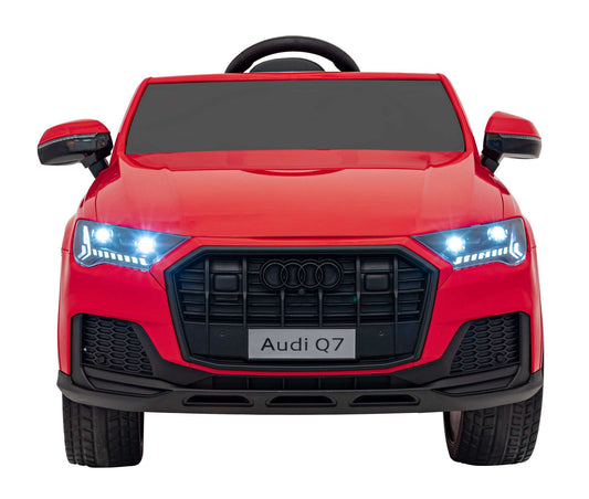 Czerwony dziecięcy elektryczny SUV Audi Q7 Nowy Lift z LED światłami i pilotem zdalnego sterowania.