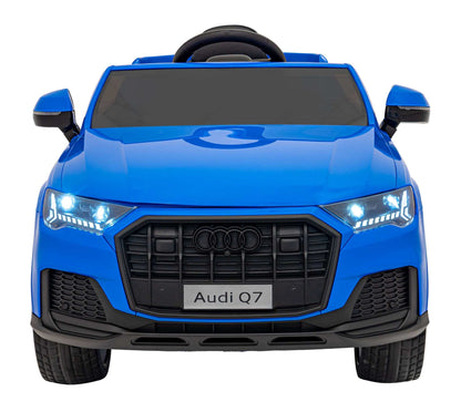 Blue Audi Q7 NEW LIFT electric kids SUV with LED lights and realistic design front view