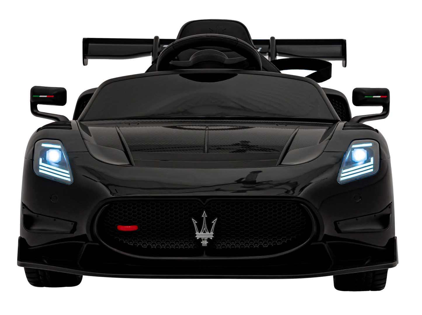 Maserati MC20 GT2 czarny dziecięcy elektryczny samochodzik z trzema prędkościami i pilotem zdalnego sterowania