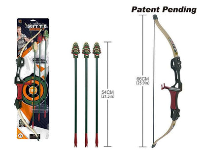 Zestaw łucznika i strzały dla dzieci z miękkimi piankowymi grotami, bezpieczny do zabawy na świeżym powietrzu.