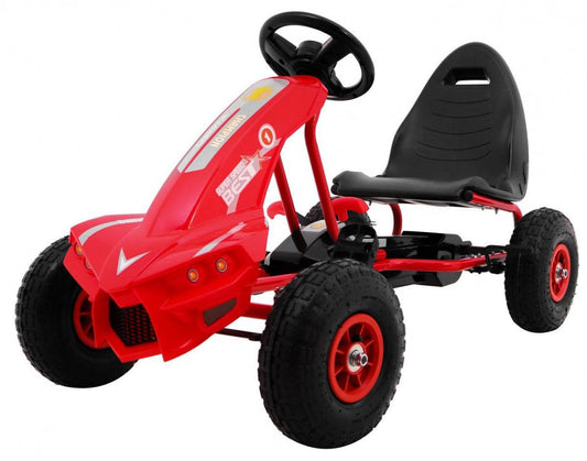 Czerwony Gokart Champion dla dzieci z regulowanym siedzeniem i pompowanymi oponami