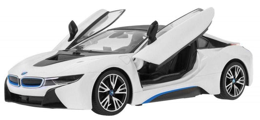 BMW i8 białe zdalnie sterowane auto 1:14 z otwieranymi drzwiami i realistycznym wnętrzem