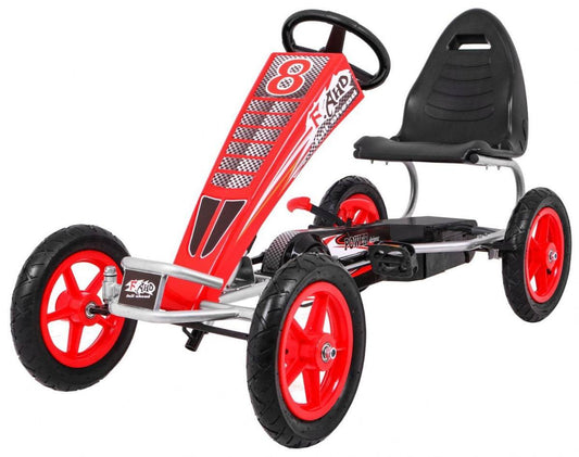 Red Gokart Full Ahead AIR for children with adjustable black sport seat and durable wheels