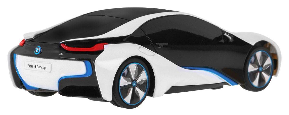 BMW i8 zdalnie sterowane auto RASTAR 1:24 biało-czarne z detalami i gumowymi kołami