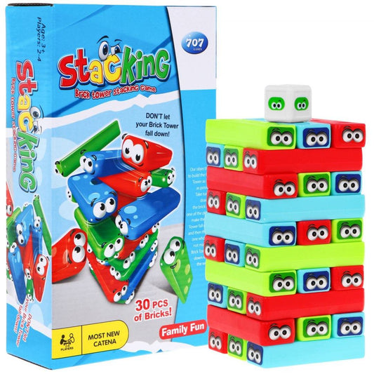 Jenga Mini Dla Dzieci colorful stacking blocks game with 30 pieces and dice for kids 3+