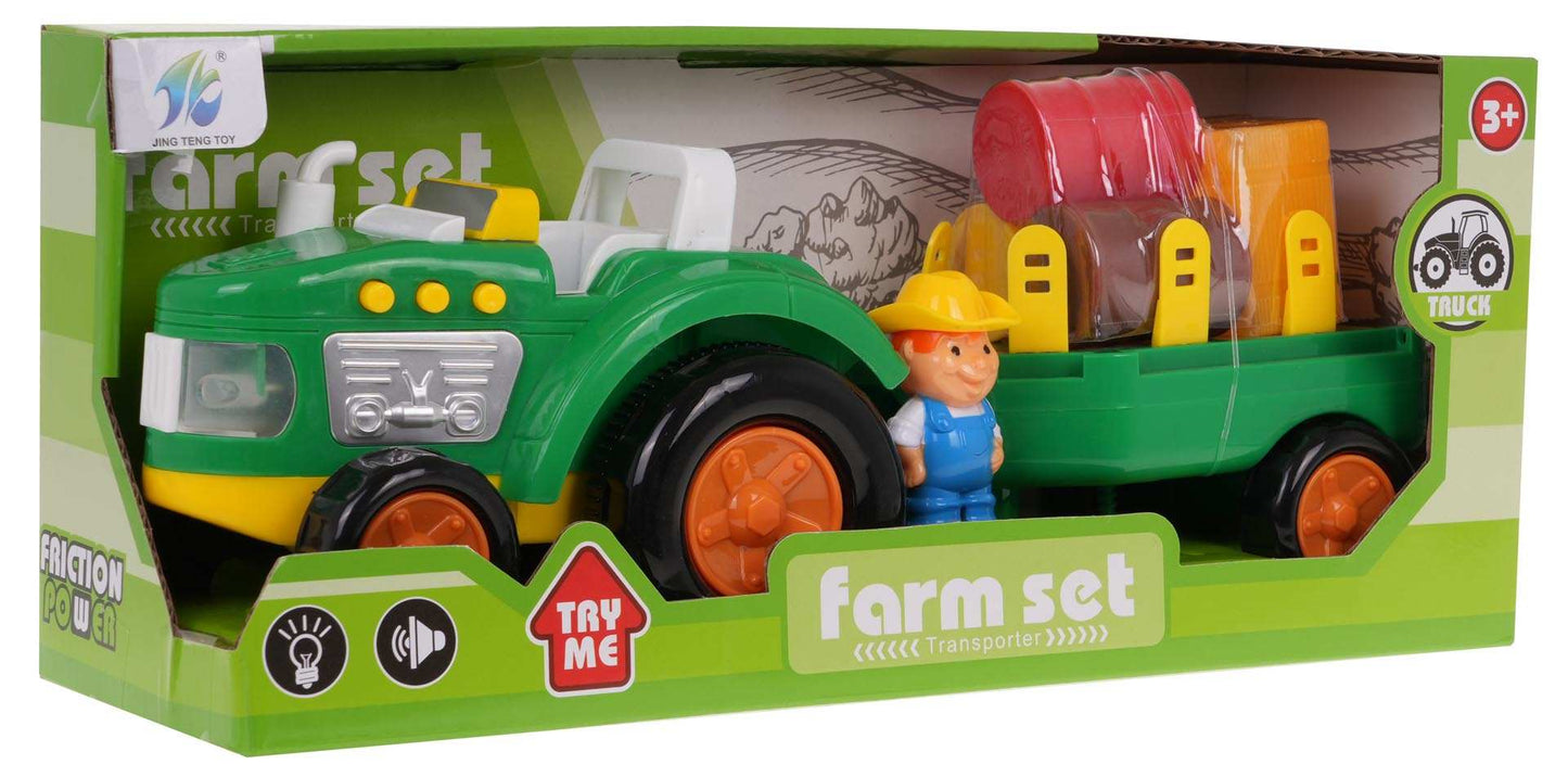 Zestaw traktor z rolnikiem zabawka interaktywna dla dzieci od 3 lat z akcesoriami farmy