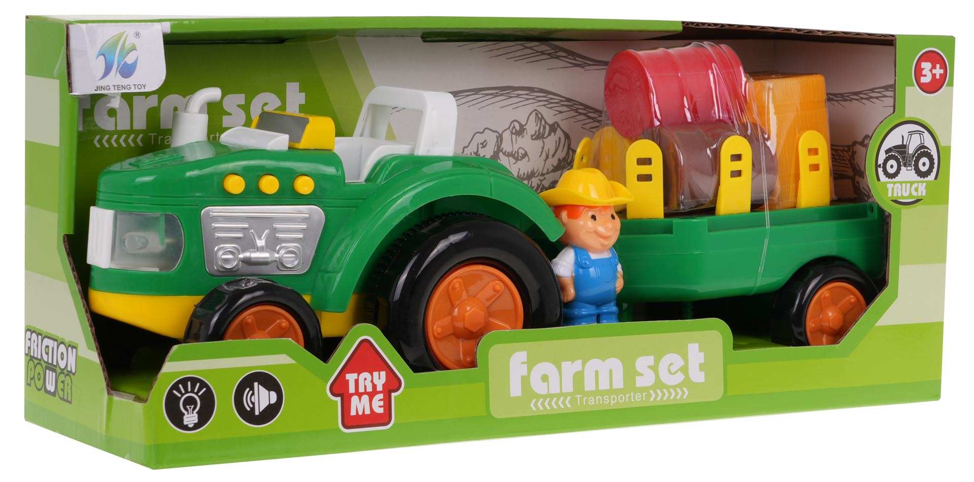Zestaw traktor z rolnikiem zabawka interaktywna dla dzieci od 3 lat z akcesoriami farmy