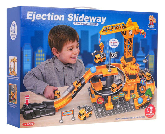 Plac Budowy z Pojazdami zestaw 55 elementów z autkami budowlanymi i ruchomym dźwigiem dla dzieci 3+
