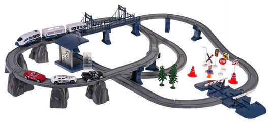 Kolejka Stacja Wytrzymały zestaw torów kolejki z 103 elementami i pociągiem dla dzieci