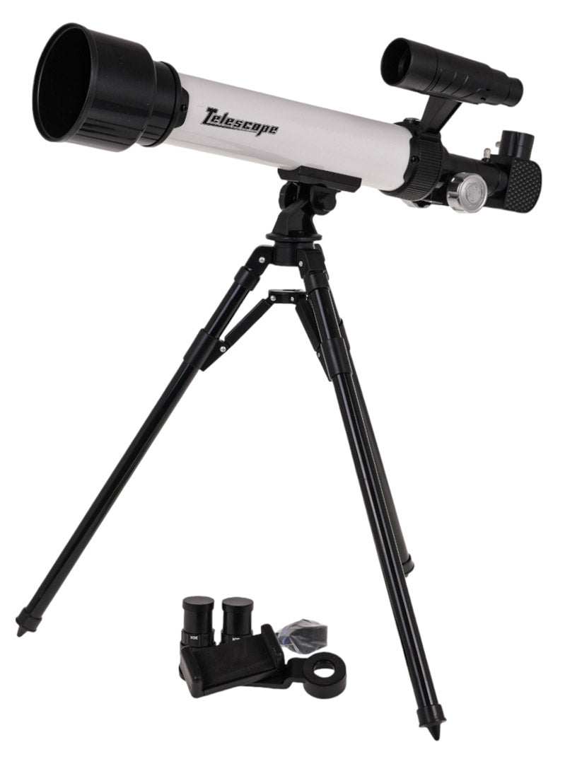 Luneta teleskop astronomiczny dla dzieci ze statywem i dwoma okularami, lekki i łatwy w obsłudze, idealny do obserwacji gwiazd i Księżyca.