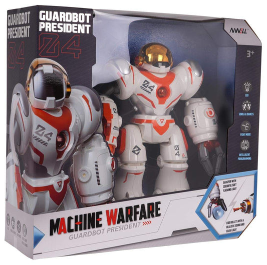 Robot zdalnie sterowany pomarańczowo biały dla dzieci w wieku 3+ w opakowaniu Machine Warfare Guardbot President