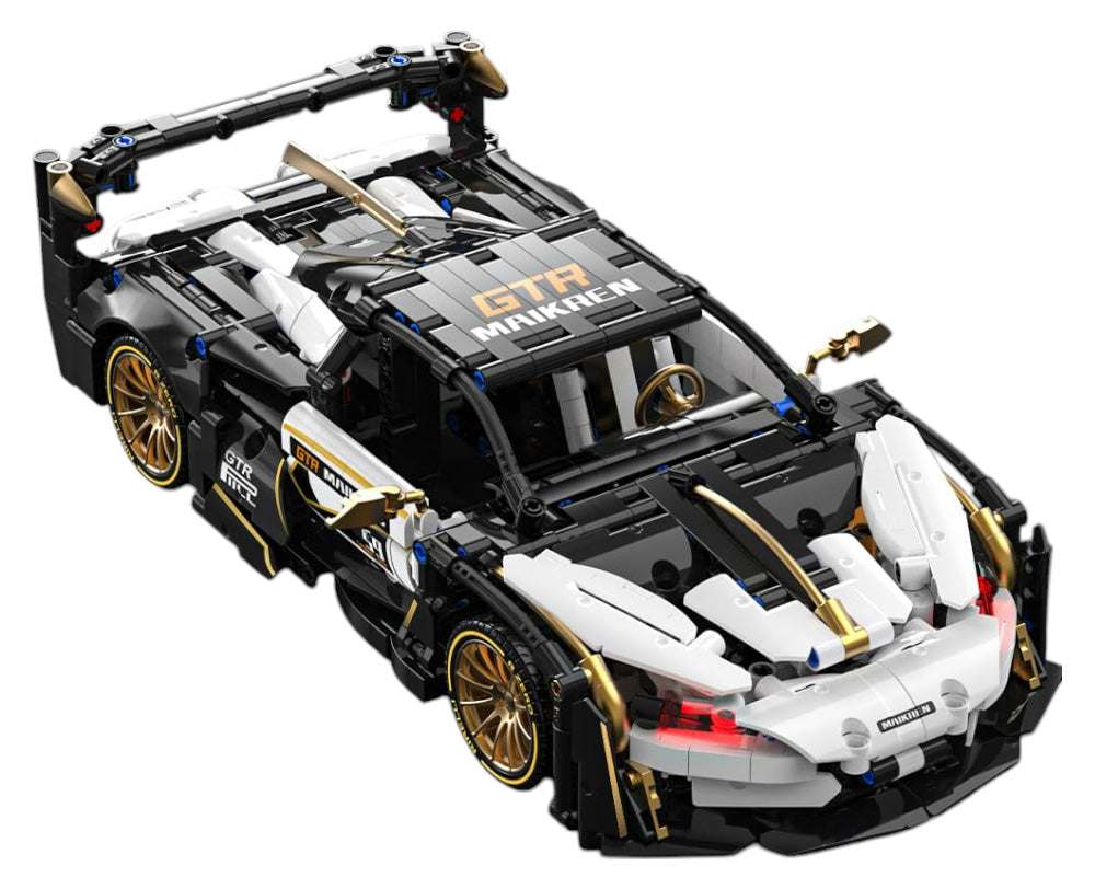Zestaw Klocków Auto Sportowe biało-czarny model samochodu sportowego 1242 elementy 1:14 dla dzieci