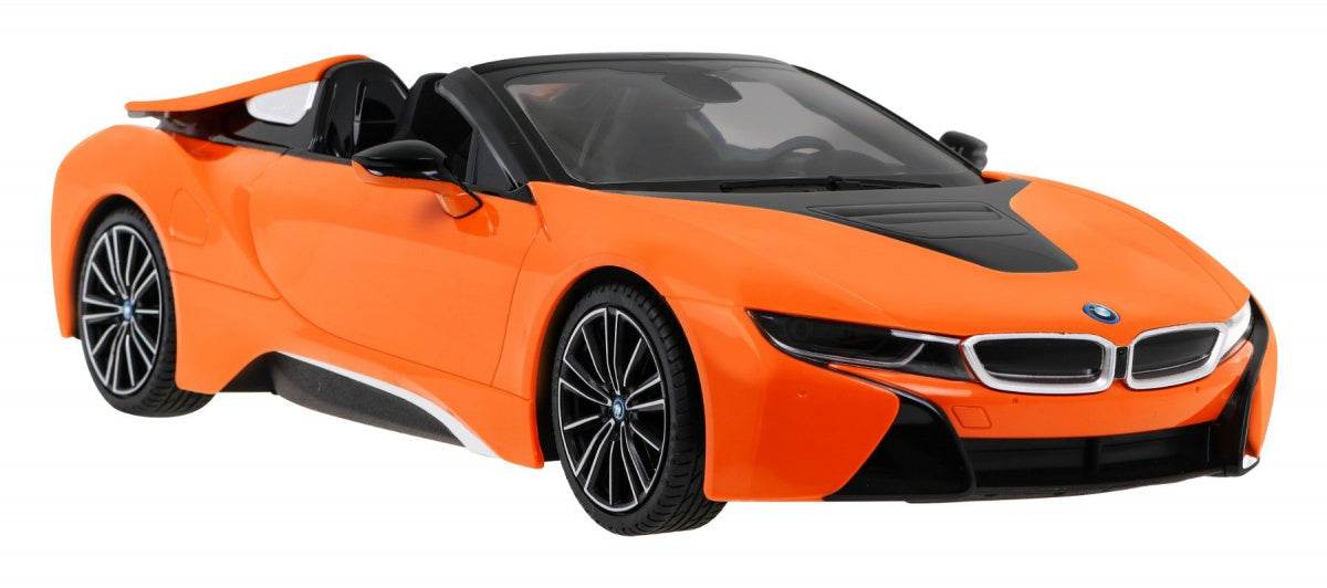 BMW i8 Roadster zdalnie sterowane pomarańczowe auto sportowe w skali 1:12