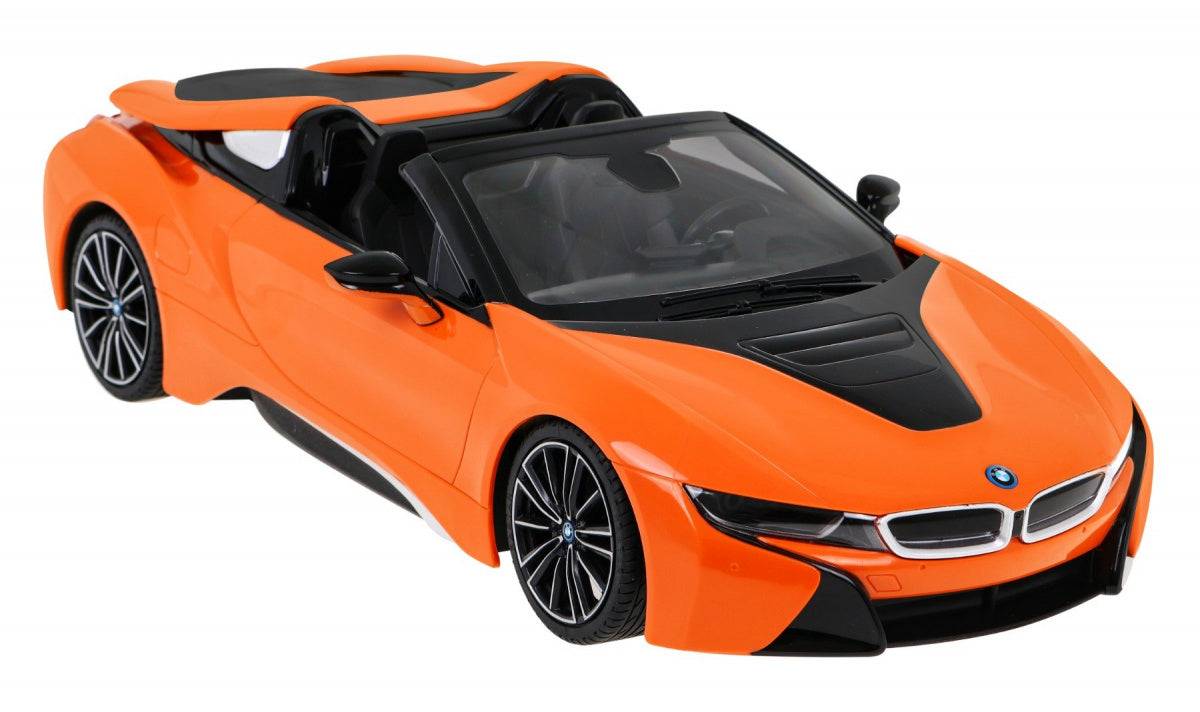 BMW i8 Roadster zdalnie sterowany model w skali 1:12 w pomarańczowym kolorze z realistycznymi detalami i funkcjami LED