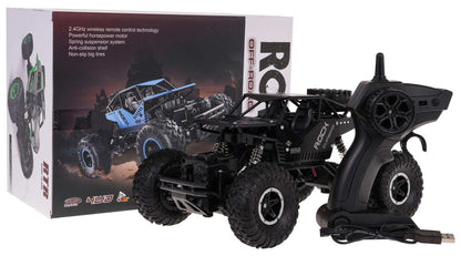Rover Crawler RC 1:16 czarny model terenowy z wytrzymałymi oponami i pilotem 2,4 GHz dla dzieci